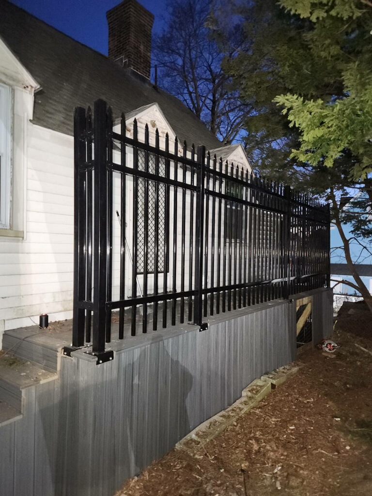 black aluminum walkway fence